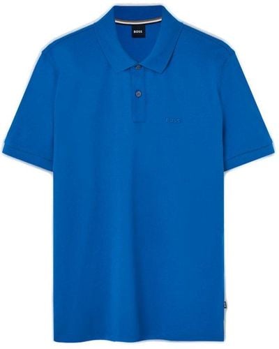 BOSS Logo Embroidered Regular-fit Polo Shirt - Blue