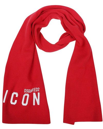 DSquared² Logo Embroidered Knitted Scarf