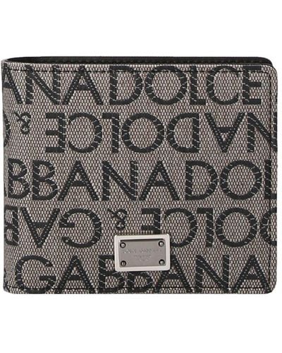 Dolce & Gabbana Jacquard Logo Wallet - Gray