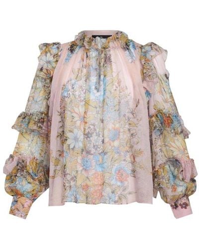 Etro Floral Printed Balloon Sleeved Blouse - Purple