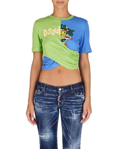 DSquared² Logo-printed Two-toned T-shirt - Blue