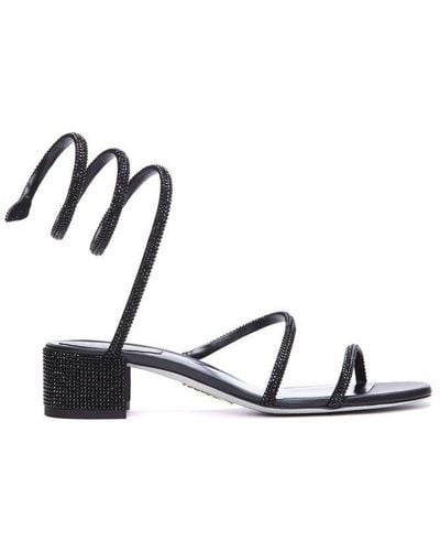 Rene Caovilla René Caovilla Cleo Embellished Block-heeled Sandals - Black