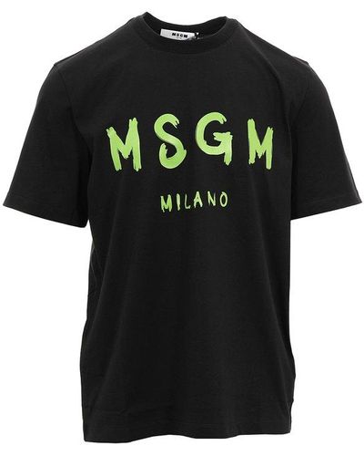 MSGM Logo Printed Crewneck T-shirt - Black