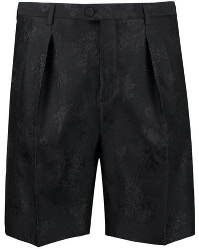 Saint Laurent High Waist Jacquard Shorts - Black