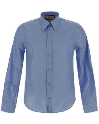 Gucci Blue Cotton Shirt