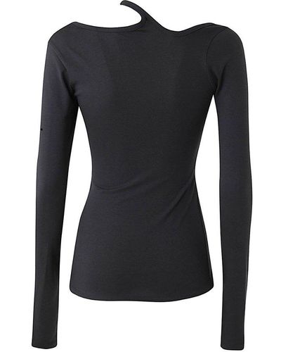 Low Classic Cut-out Detail Long Sleeve Top - Black