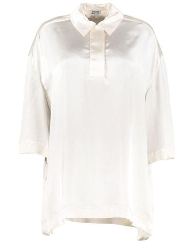 Loewe Oversized Satin Polo Shirt - White