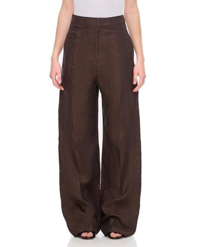 Loewe High-waist Straight-leg Pants - Brown