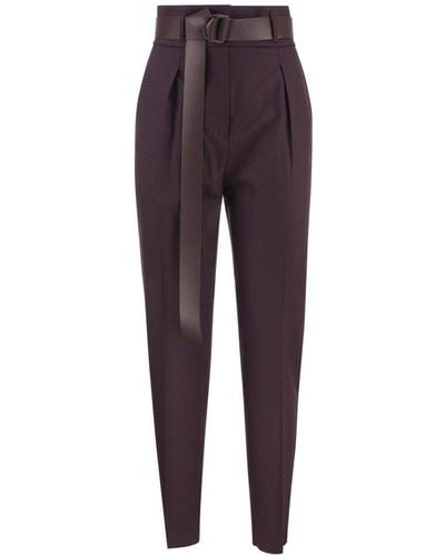 Max Mara Studio Belted Pleated Pants - Purple