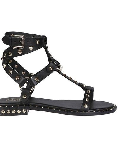 Ash Pulp Stud Embellished Sandals - Black