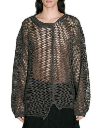 Yohji Yamamoto Uneven Open Knitted Sweater - Black