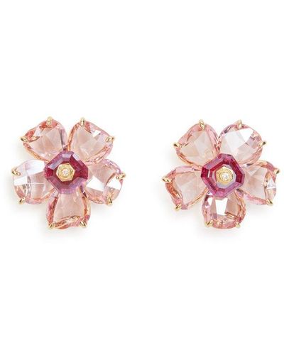 Swarovski Florere Stud Earrings - Pink