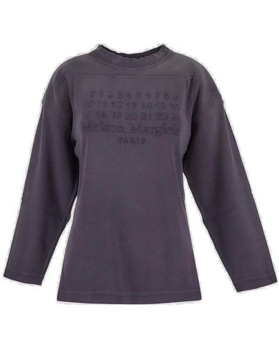 Maison Margiela Long-sleeved Crewneck Sweatshirt - Purple