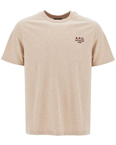 A.P.C. Logo Embroidered Crewneck T-shirt - Natural
