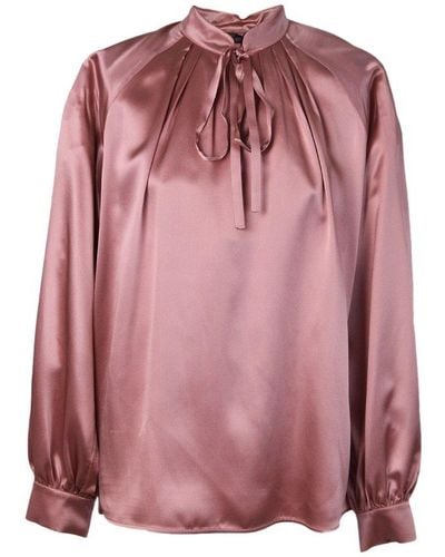 Max Mara Bow Detailed Long-sleeved Blouse - Pink