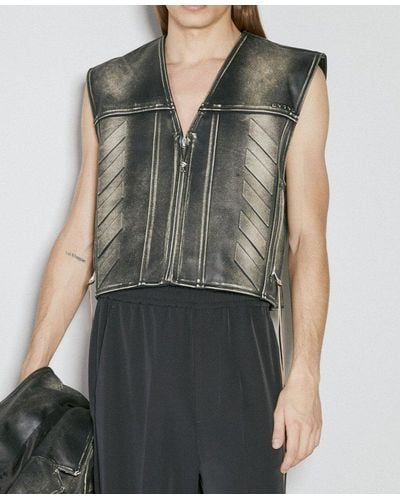 Eytys Harper Emboss Vintage Leather Vest - Grey