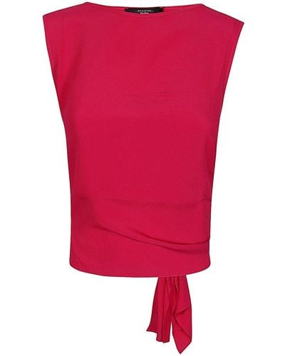 Weekend by Maxmara Boat Neck Tied Top - Red