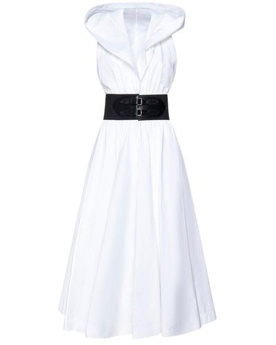 Alaïa Belted Hooded Dress - White
