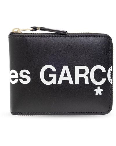 Comme des Garçons Logo Printed Zip-around Wallet - Black