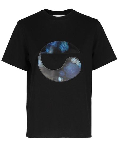 Coperni Flower-printed Crewneck T-shirt - Black