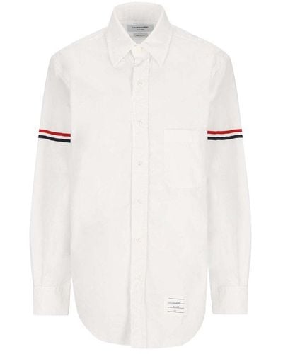 Thom Browne Rwb Stripe Button-up Shirt - White