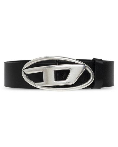 DIESEL Leather Belt With D Buckle - Black