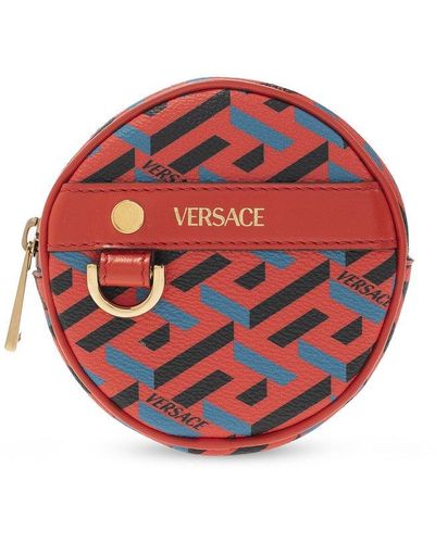 Versace La Greca Pattern Logo Detailed Belt Bag - Red