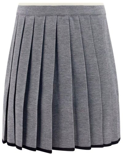 Thom Browne Pleated Mini Skirt - Grey