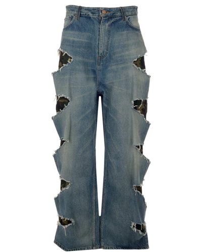 Balenciaga Loose Fit "slashed" Jeans - Blue