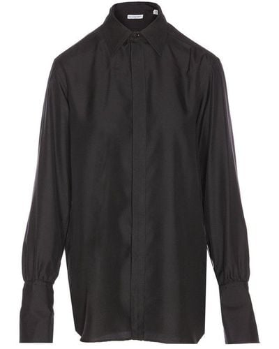 Burberry Long Sleeved Concealed-fastened Shirt - Black