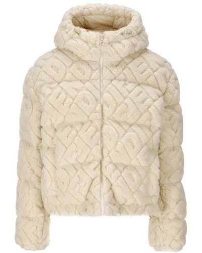Fendi Mirror Sherpa Fleece Puffer Jacket - Natural