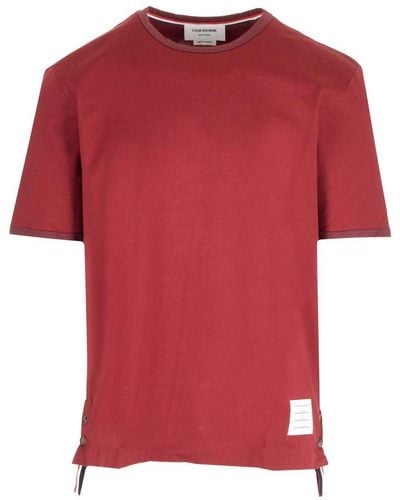 Thom Browne Logo Patch Crewneck T-shirt - Red