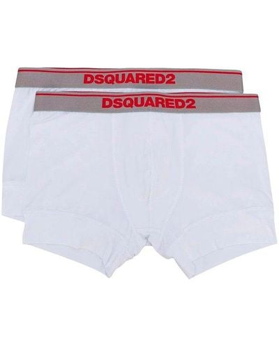 DSquared² Logo Waistband Pack Of Two Boxers - White