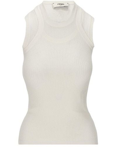 Fendi Knitted Layered Top - White