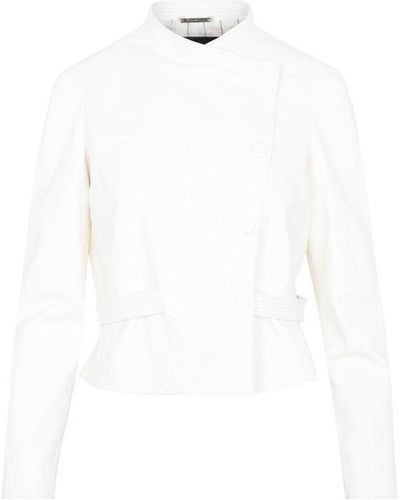 Giorgio Armani Leather Blazer Jacket - White