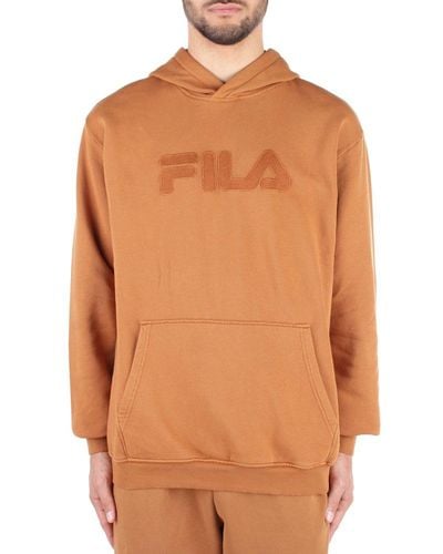 Fila Logo Patch Sleeved Hoodie - Orange