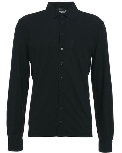 Herno Buttoned Long-sleeved Shirt - Black