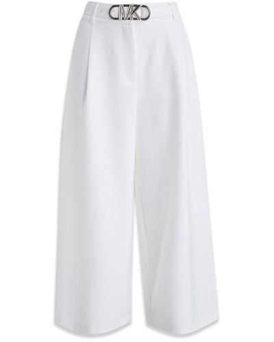 Michael Kors Logo Plaque Wide-leg Trousers - White