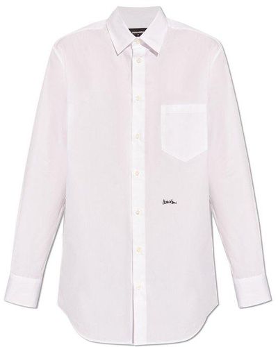 DSquared² Logo Embroidered Long-sleeved Shirt - White
