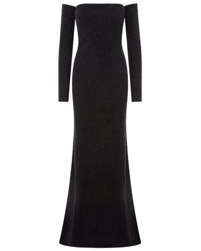 Blumarine Glitter Detailed Detachable-sleeved Gown - Black