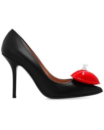 Moschino Heart-detailed Pointed-toe Court Shoes - Black