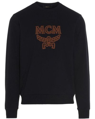 MCM Logo Embroidered Crewneck Sweatshirt - Blue