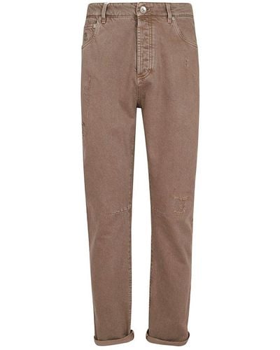 Brunello Cucinelli Dyed Denim Trousers - Brown