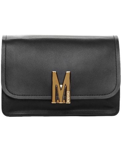 Moschino Metallic Logo Crossbody Bag - Gray