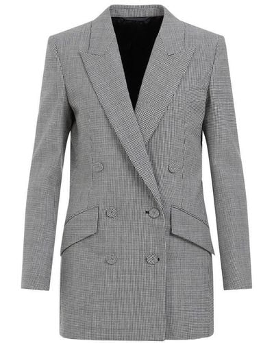 Givenchy Plaid Double-breasted Blazer - Grey