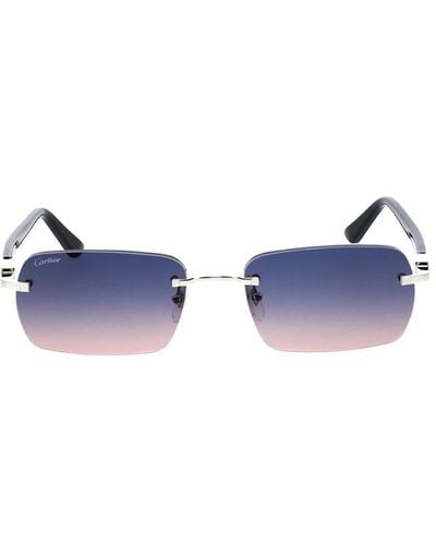 Cartier Eyewear Rectangle-frame Sunglasses - Blue