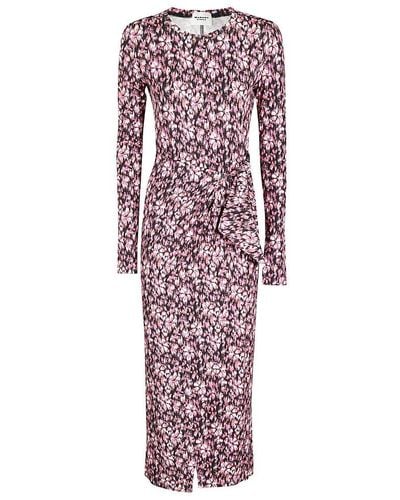 Isabel Marant Lisy Graphic-printed Knot Detailed Midi Dress - Red