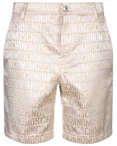 Moschino Logo Jacquard Knee-length Shorts - Natural