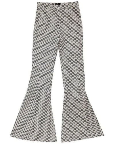 Elisabetta Franchi Logo Printed Bell-bottom Trousers - Grey