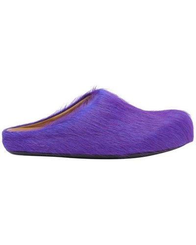 Marni Fussbett Sabot Long Haired Sandals - Purple